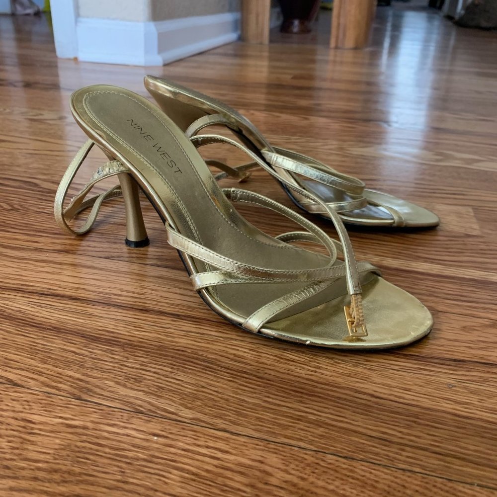 Nine West Gold Strappy Heels 7.5